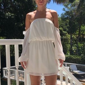 TOBI Off Shoulder White Mini Dress - Size Small